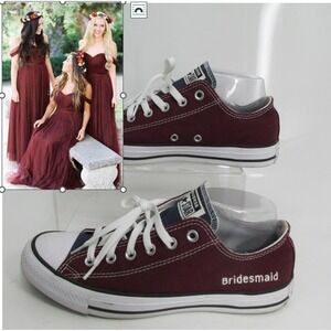 CONVERSE ALL STAR Burgundy Maroon Red Blue BRIDESMAID Wedding Tennis Sneaker W 9